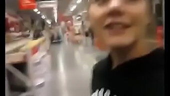 Blond Girlfriend Gives A Blowjob In A Public Store